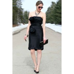 A-line Strapless Knee Length Chiffon Belt Bridesmaid Dress