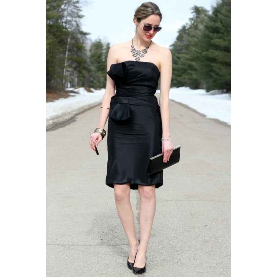 A-line Strapless Knee Length Chiffon Belt Bridesmaid Dress