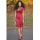 Sheath V-neck Knee Length Short Sleeves Bridesmaid Dress