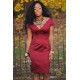 Sheath V-neck Knee Length Short Sleeves Bridesmaid Dress