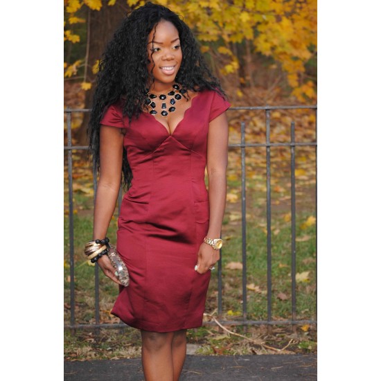 Sheath V-neck Knee Length Short Sleeves Bridesmaid Dress