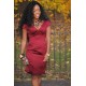 Sheath V-neck Knee Length Short Sleeves Bridesmaid Dress