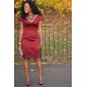 Sheath V-neck Knee Length Short Sleeves Bridesmaid Dress