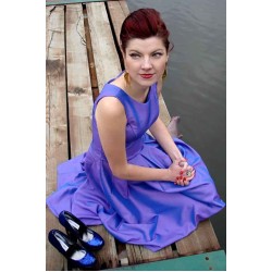 A-line Small Round Collar Knee Length Charmuse Bridesmaid Dress