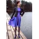 A-line Small Round Collar Knee Length Charmuse Bridesmaid Dress