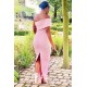 Off-the-shoulder Pink Floor Length Mermaid Bridesmaid Dresses