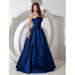 Gorgeous Bridesmaid Dresses Long Royal Blue Taffeta Evening Dress Floor Length Strapless A Line Pleated evening dress