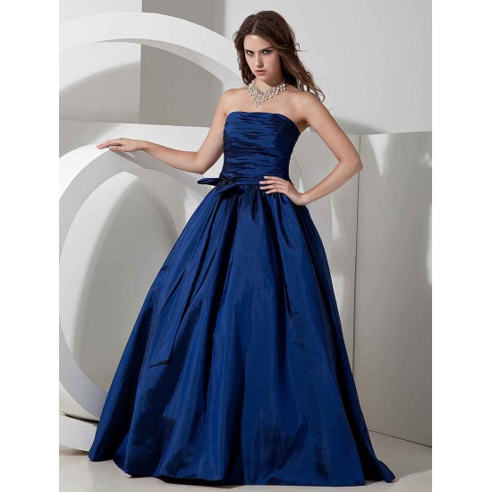 Gorgeous Bridesmaid Dresses Long Royal Blue Taffeta Evening Dress Floor Length Strapless A Line Pleated evening dress