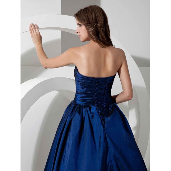 Gorgeous Bridesmaid Dresses Long Royal Blue Taffeta Evening Dress Floor Length Strapless A Line Pleated evening dress