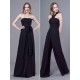 Stunning Black Jumpsuits Formal Evening Wedding Party Convertible Chiffon Long One Size Fits All Bridesmaid Dresses