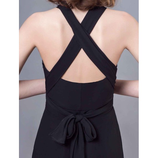 Stunning Black Jumpsuits Formal Evening Wedding Party Convertible Chiffon Long One Size Fits All Bridesmaid Dresses