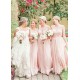 Scoop Sleeveless Lace Chiffon Long Bridesmaid Dress