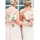 Scoop Sleeveless Lace Chiffon Long Bridesmaid Dress