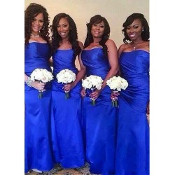 Royal Blue Strapless Mermaid Long Bridesmaid Dress