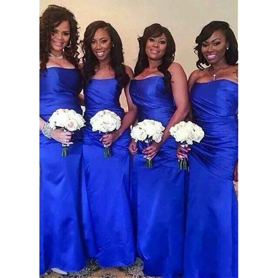 Royal Blue Strapless Mermaid Long Bridesmaid Dress