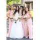 Pink Off-the-Shoulder Long Bridesmaid Dress With Split