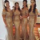 Sequins Off-the-Shoulder Mermaid Long Bridesmaid Dress
