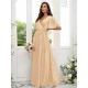 V-Neck Elegant Short Sleeves Bridesmaid Dresses