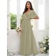 V-Neck Elegant Short Sleeves Bridesmaid Dresses