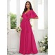 V-Neck Elegant Short Sleeves Bridesmaid Dresses