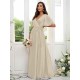 V-Neck Elegant Short Sleeves Bridesmaid Dresses