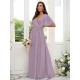 V-Neck Elegant Short Sleeves Bridesmaid Dresses