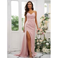 Gorgeous V-Neck Ruched Sleeveless Bridesmaid Dresses