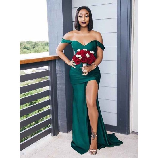 Charming Off-the-Shoulder Ruched Sleeveless Bridesmaid Dresses