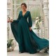 Amazing Chiffon Ruffles V-neck Long Sleeves Bridesmaid Dresses