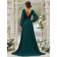 Amazing Chiffon Ruffles V-neck Long Sleeves Bridesmaid Dresses