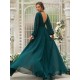 Amazing Chiffon Ruffles V-neck Long Sleeves Bridesmaid Dresses