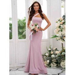 Designer Ruffles One Shoulder Sleeveless Bridesmaid Dresses