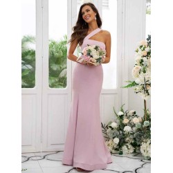 Designer Ruffles One Shoulder Sleeveless Bridesmaid Dresses