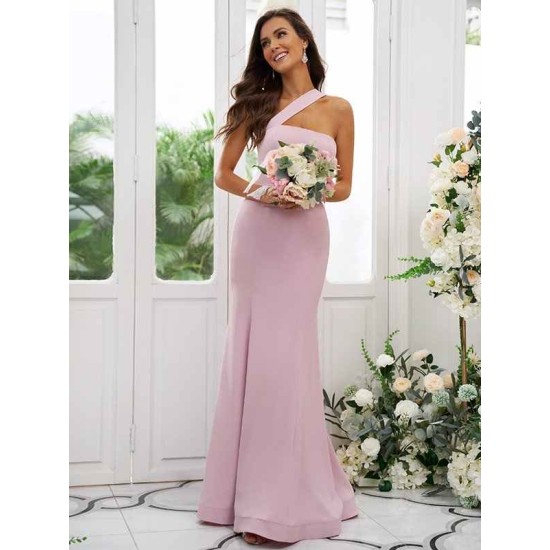 Designer Ruffles One Shoulder Sleeveless Bridesmaid Dresses