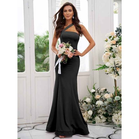 Designer Ruffles One Shoulder Sleeveless Bridesmaid Dresses