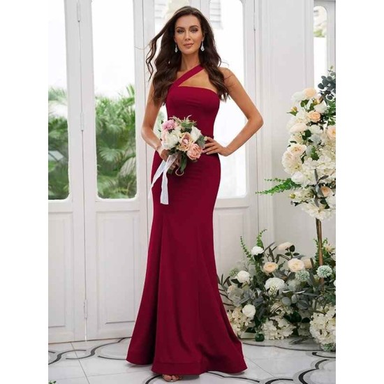 Designer Ruffles One Shoulder Sleeveless Bridesmaid Dresses