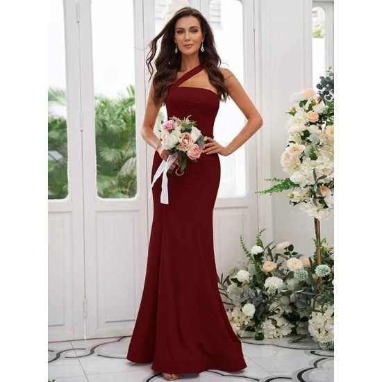 Designer Ruffles One Shoulder Sleeveless Bridesmaid Dresses