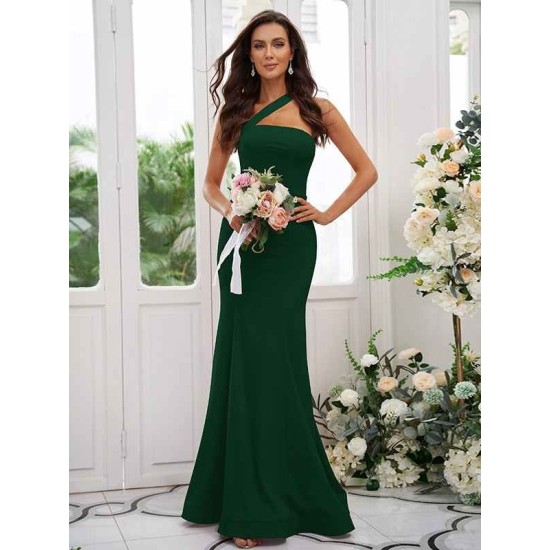 Designer Ruffles One Shoulder Sleeveless Bridesmaid Dresses