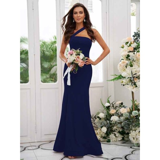 Designer Ruffles One Shoulder Sleeveless Bridesmaid Dresses