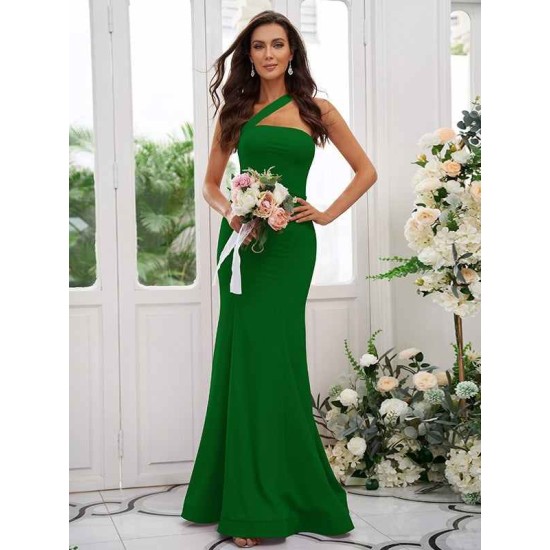 Designer Ruffles One Shoulder Sleeveless Bridesmaid Dresses