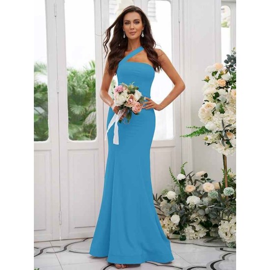 Designer Ruffles One Shoulder Sleeveless Bridesmaid Dresses