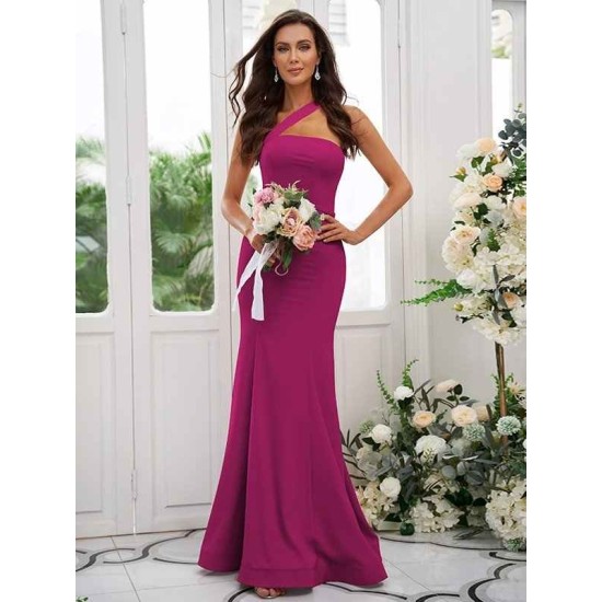 Designer Ruffles One Shoulder Sleeveless Bridesmaid Dresses