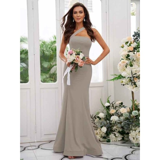 Designer Ruffles One Shoulder Sleeveless Bridesmaid Dresses