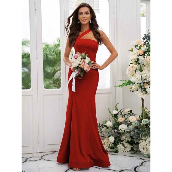 Designer Ruffles One Shoulder Sleeveless Bridesmaid Dresses