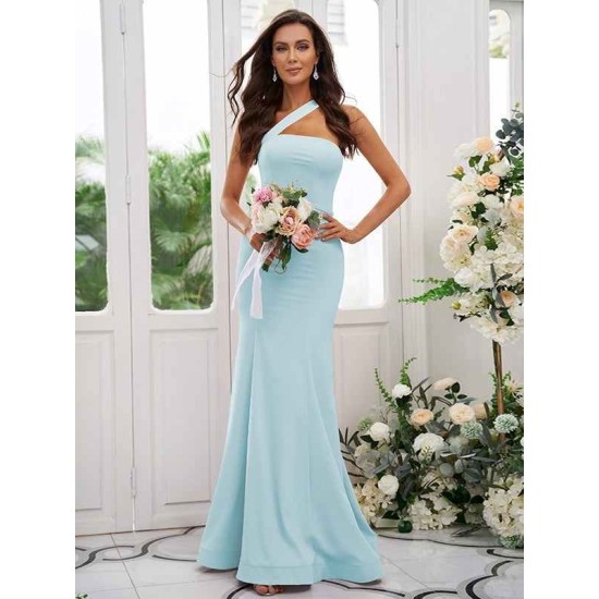 Designer Ruffles One Shoulder Sleeveless Bridesmaid Dresses