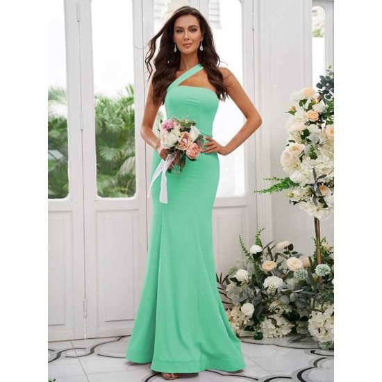 Designer Ruffles One Shoulder Sleeveless Bridesmaid Dresses