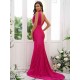 Mermaid Gorgeous Jersey Ruched V-neck Sleeveless Bridesmaid Dresses