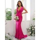 Mermaid Gorgeous Jersey Ruched V-neck Sleeveless Bridesmaid Dresses