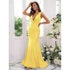 Mermaid Gorgeous Jersey Ruched V-neck Sleeveless Bridesmaid Dresses