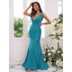 Mermaid Gorgeous Jersey Ruched V-neck Sleeveless Bridesmaid Dresses